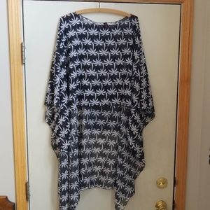 Kimberly C. black white palm trees sheer cover up